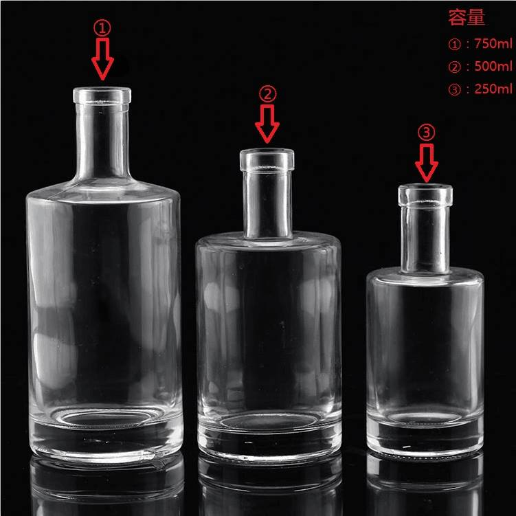 200ml 375ml 500ml 700ml 750ml 1000ml Hot Sale Empty Cylinder Vodka Spirit Whisky Wine Glass Bottle for Liquor with cork