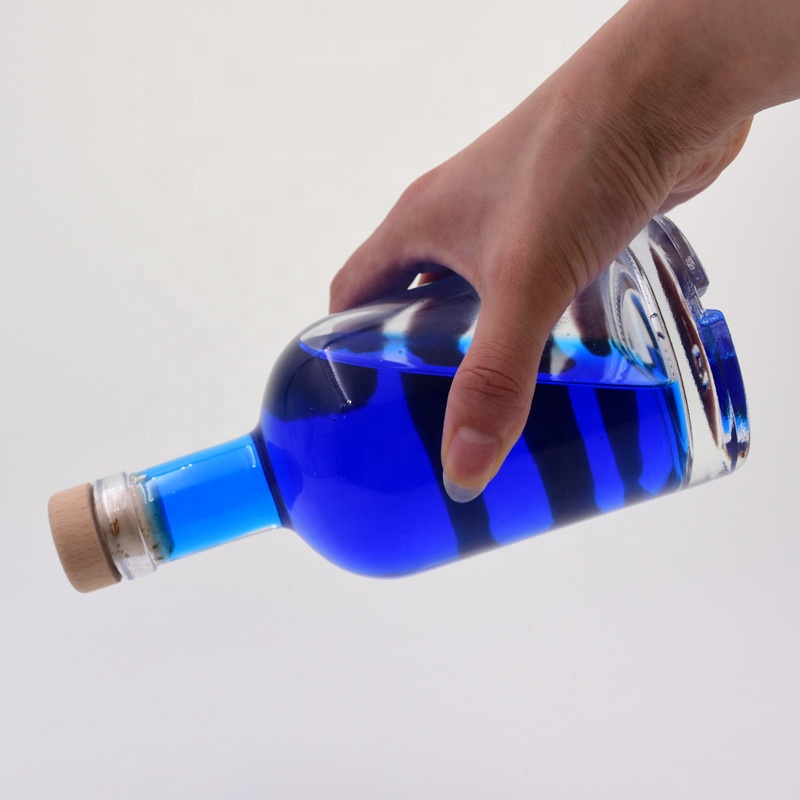 200ml 375ml 500ml 750ml 1000ml clear round new Cocktail Champagne fruit ice wine glass bottles Whisky Vodka bottle with cork lid