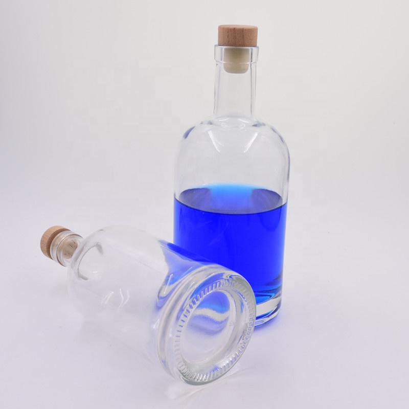 200ml 375ml 500ml 750ml 1000ml clear round new Cocktail Champagne fruit ice wine glass bottles Whisky Vodka bottle with cork lid