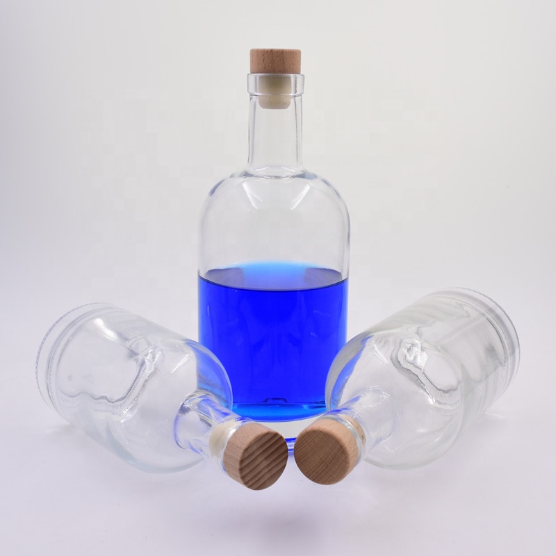 200ml 375ml 500ml 750ml 1000ml clear round new Cocktail Champagne fruit ice wine glass bottles Whisky Vodka bottle with cork lid