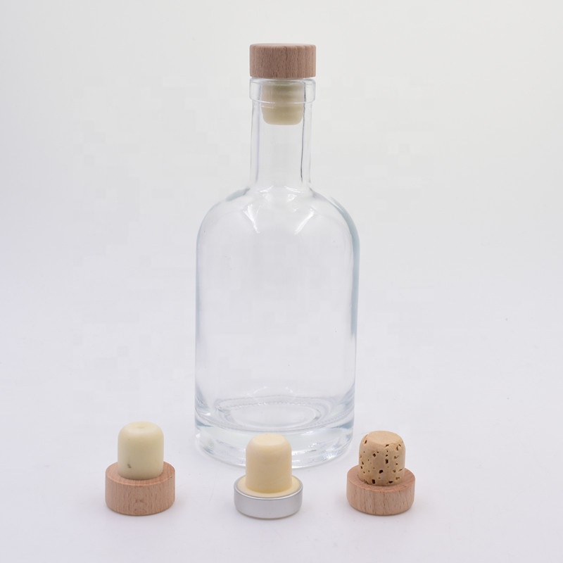 200ml 375ml 500ml 750ml 1000ml clear round new Cocktail Champagne fruit ice wine glass bottles Whisky Vodka bottle with cork lid