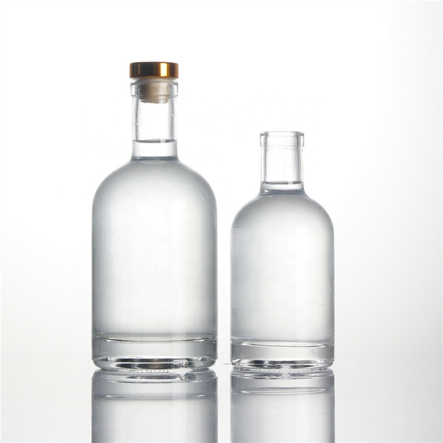 200ml 375ml 500ml 750ml 700 ml  round shape oslo liquor spirits cork top screw cap top empty changyou glass bottles