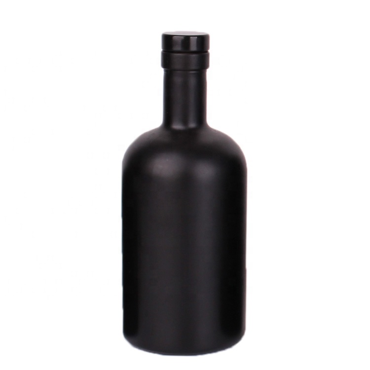 200ml 375ml 500ml matte black glass wine bottle vodka glass bottle with cork stopper