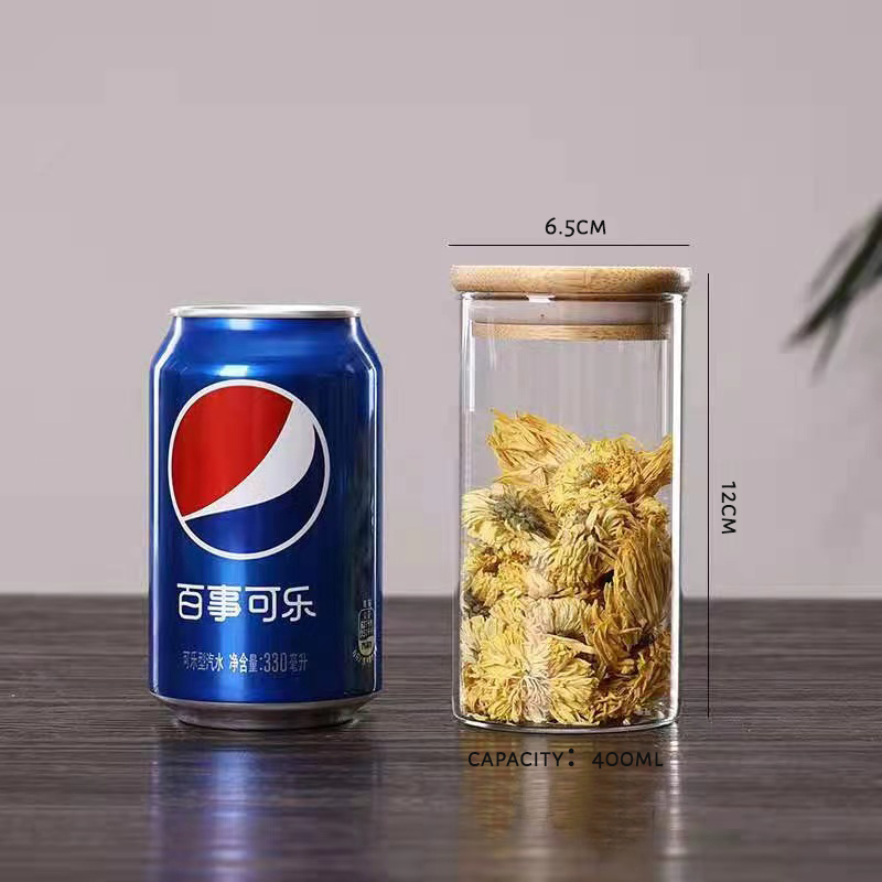 200ml 400ml 1600ml Airtight Glass Kitchen Food Storage Jars with Bamboo Lids for Tea Coffee Sugar Salt