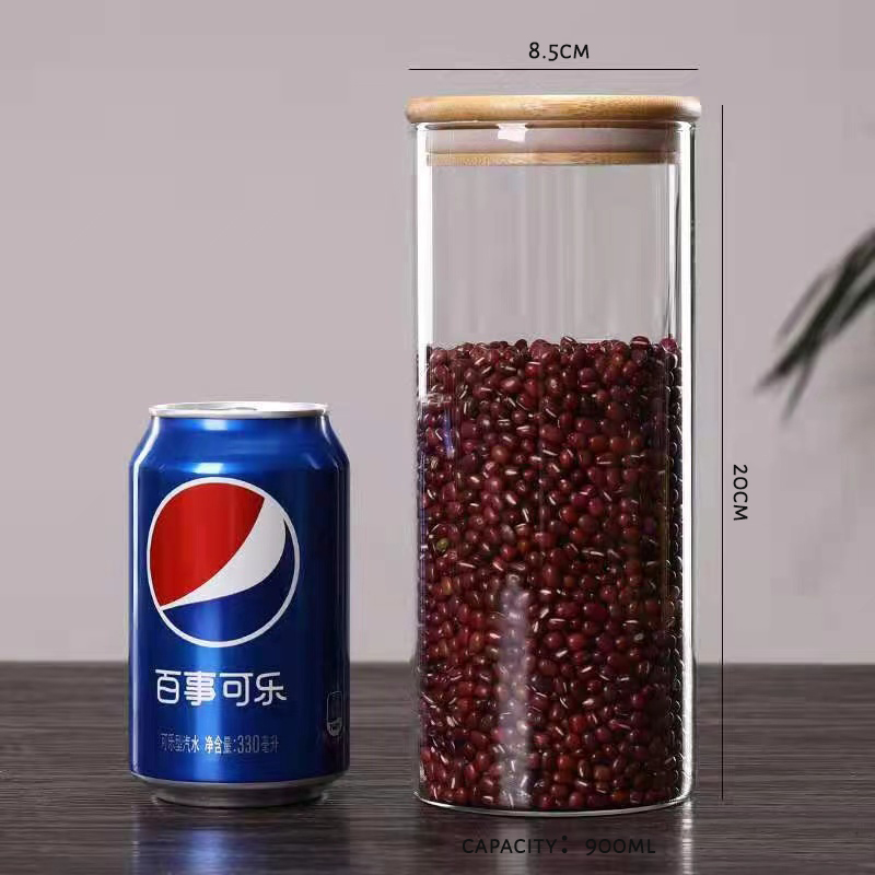 200ml 400ml 1600ml Airtight Glass Kitchen Food Storage Jars with Bamboo Lids for Tea Coffee Sugar Salt