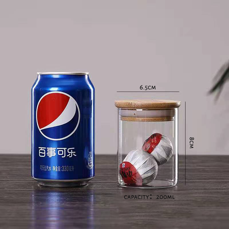 200ml 400ml 1600ml Airtight Glass Kitchen Food Storage Jars with Bamboo Lids for Tea Coffee Sugar Salt