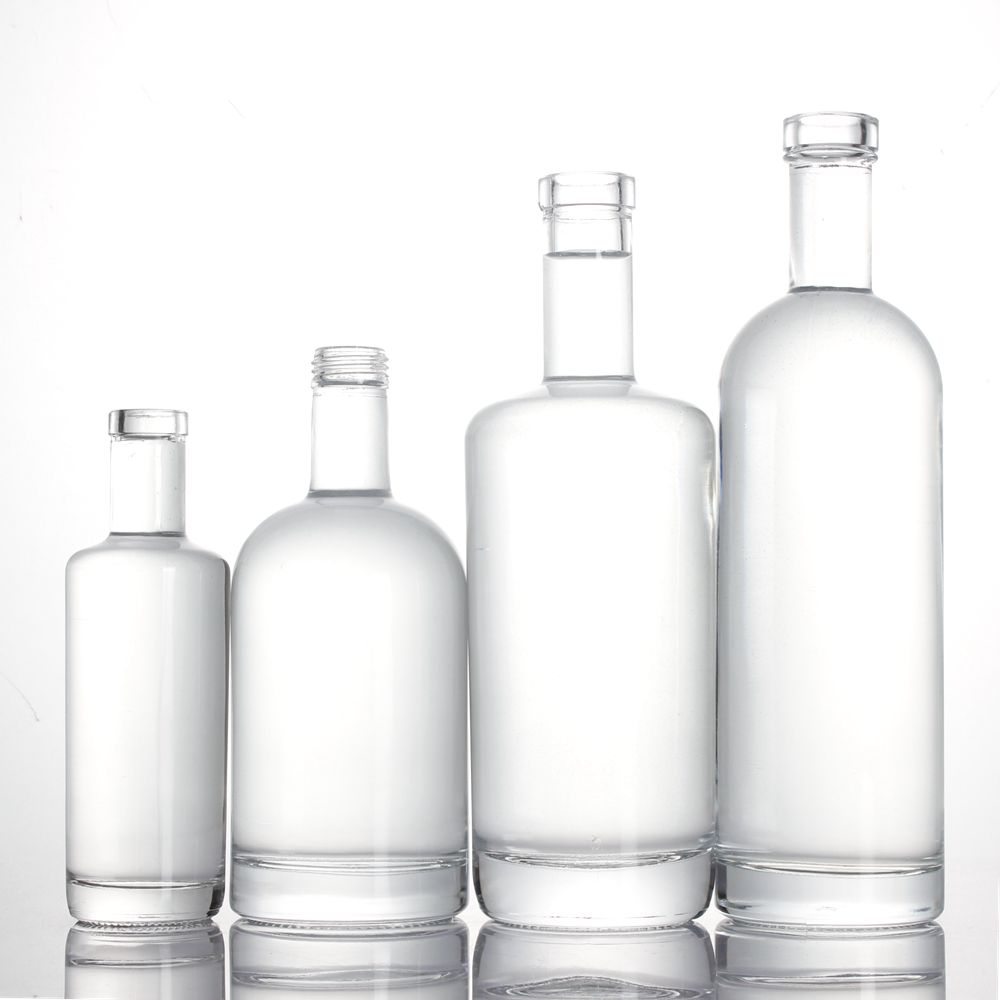 200ml 500ml 750ml 1000ml round extra flint liquorpac gin tequila whisky vodka brandy glass bottle with cork
