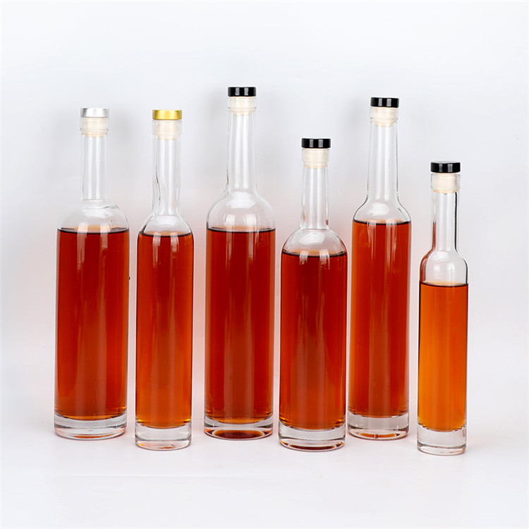 200ml-750ml transparent ice wine glass bottle, frosted round red wine bottle