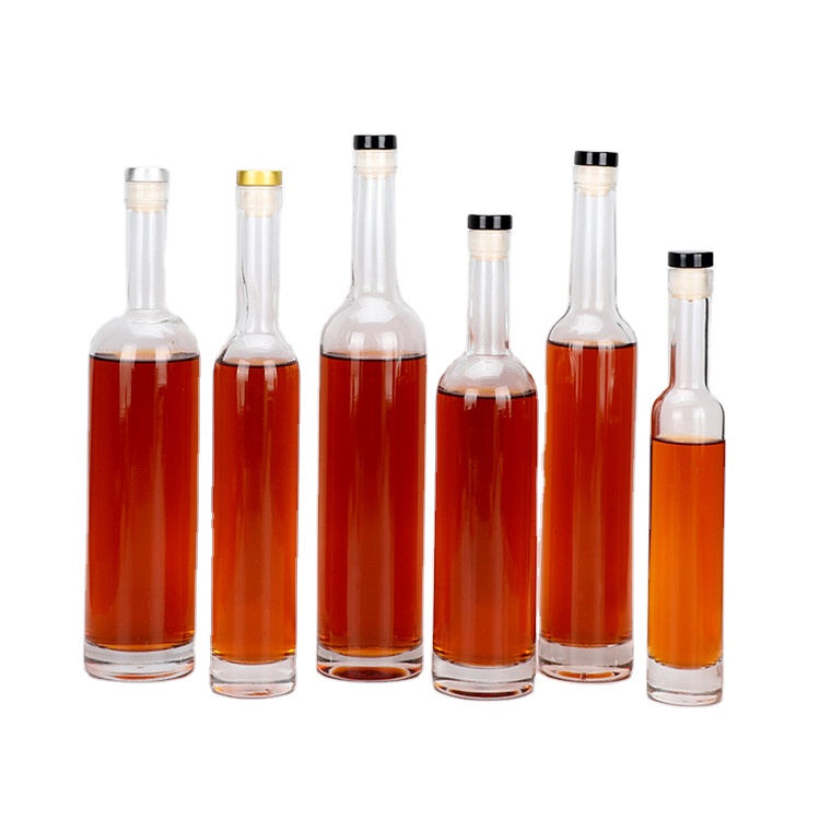200ml-750ml transparent ice wine glass bottle, frosted round red wine bottle