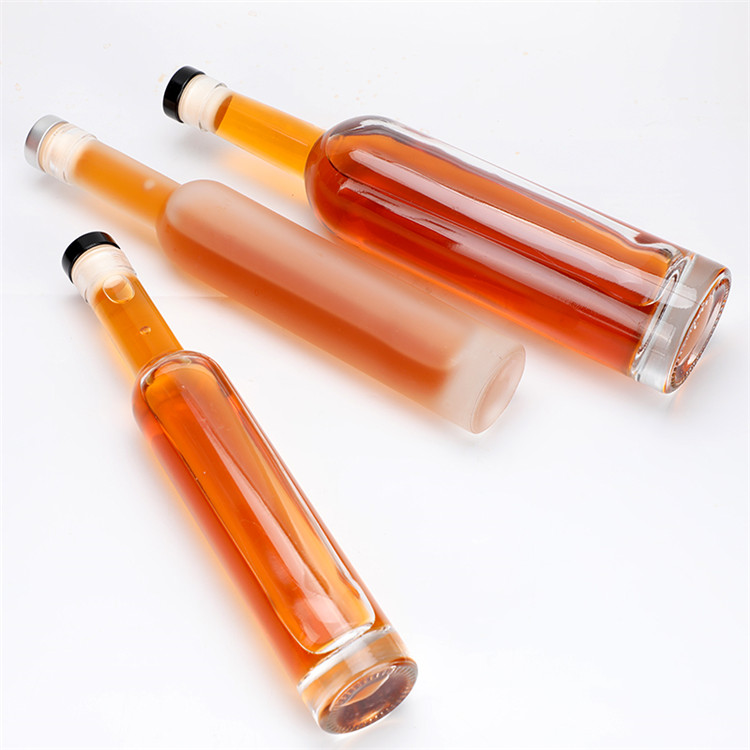 200ml-750ml transparent ice wine glass bottle, frosted round red wine bottle