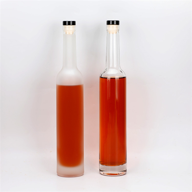 200ml-750ml transparent ice wine glass bottle, frosted round red wine bottle