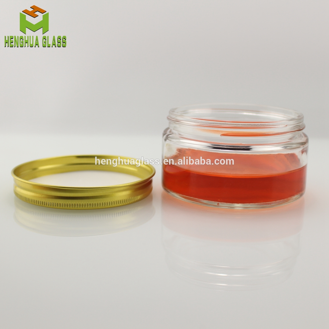 200ml 7oz Cylinder wide mouth glass jam jar food storage glass jar Chocolate jar with aluminum cap