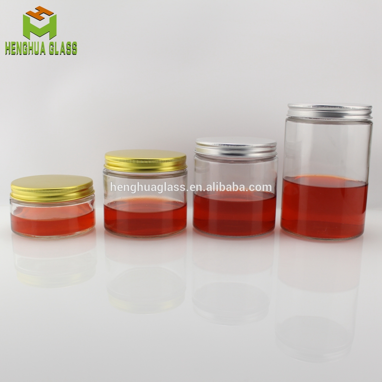 200ml 7oz Cylinder wide mouth glass jam jar food storage glass jar Chocolate jar with aluminum cap