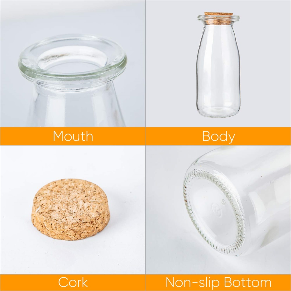 200ml 7oz clear Glass Favor Jar with Cork Lids Pudding Jars with Cork Stopper,Glass Jars with Ice Cream