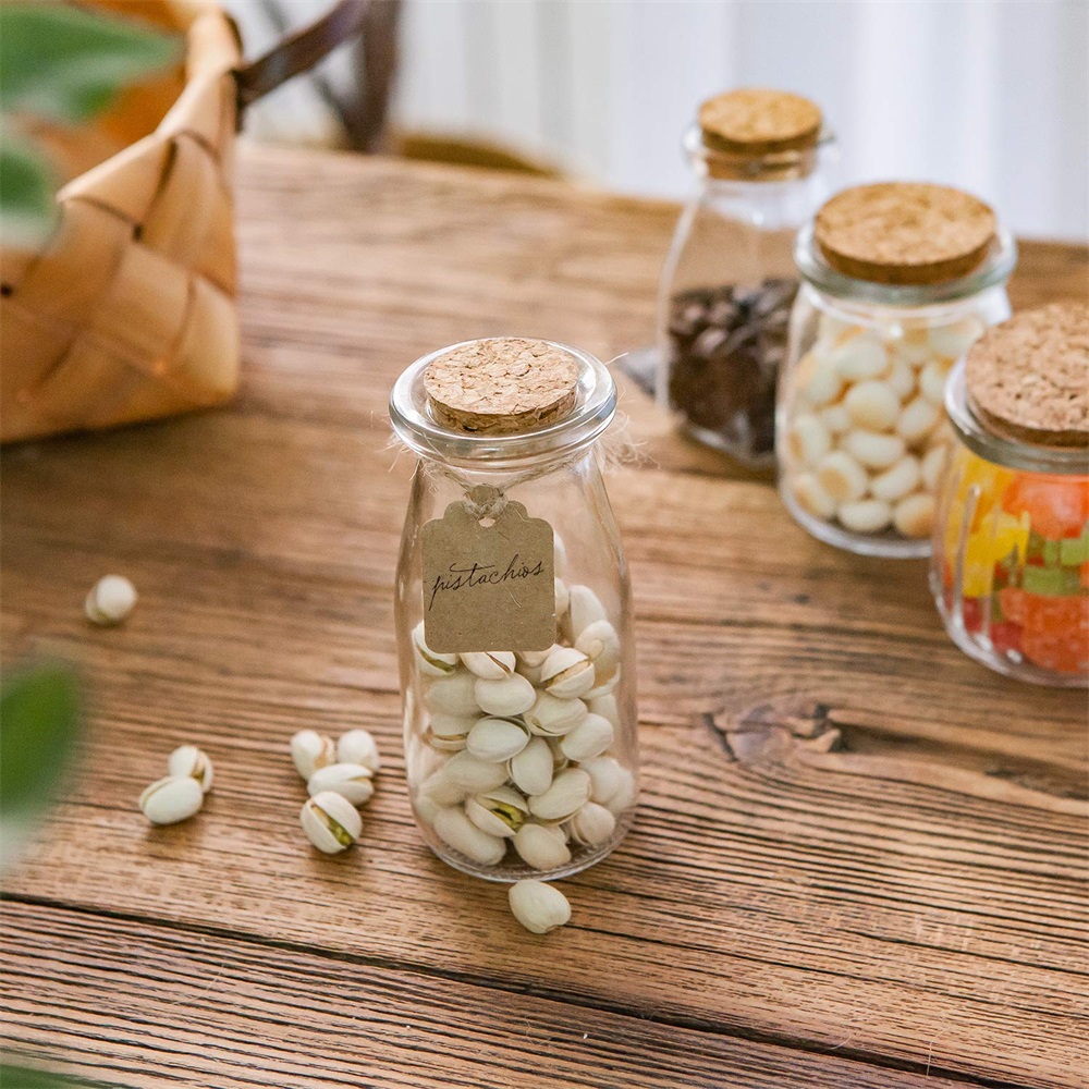 200ml 7oz clear Glass Favor Jar with Cork Lids Pudding Jars with Cork Stopper,Glass Jars with Ice Cream