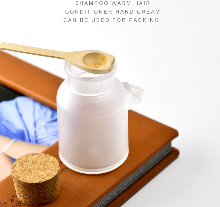 200ml ABS frosted clear glass cosmetic bath salt bottle with wooden spoon in stock unique products 2019 cream container