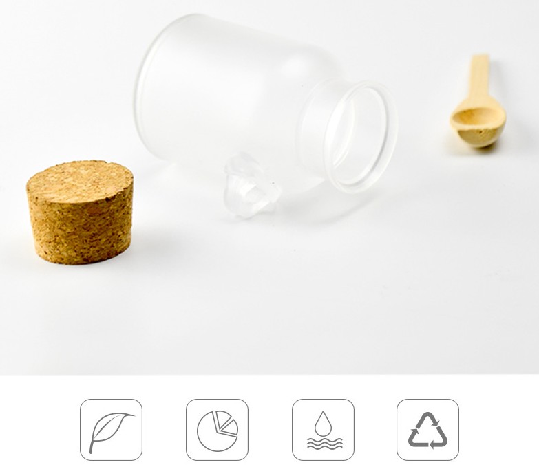 200ml ABS frosted clear glass cosmetic bath salt bottle with wooden spoon in stock unique products 2019 cream container