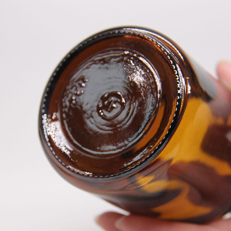 200ml Amber Color Glass Round Candle Holder Jar with Metal Lids