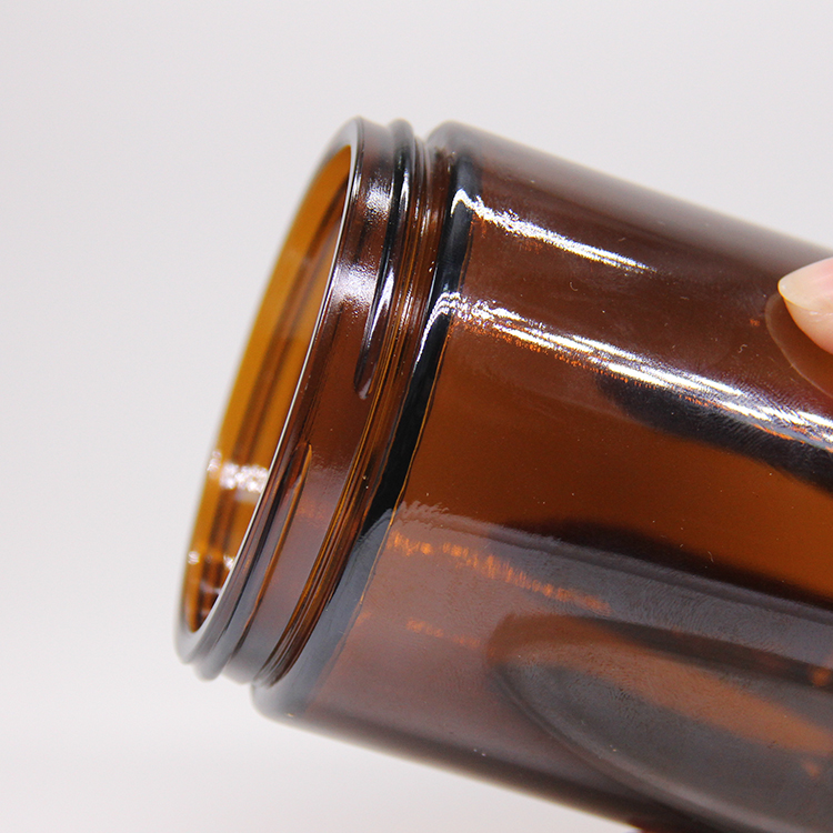 200ml Amber Color Glass Round Candle Holder Jar with Metal Lids