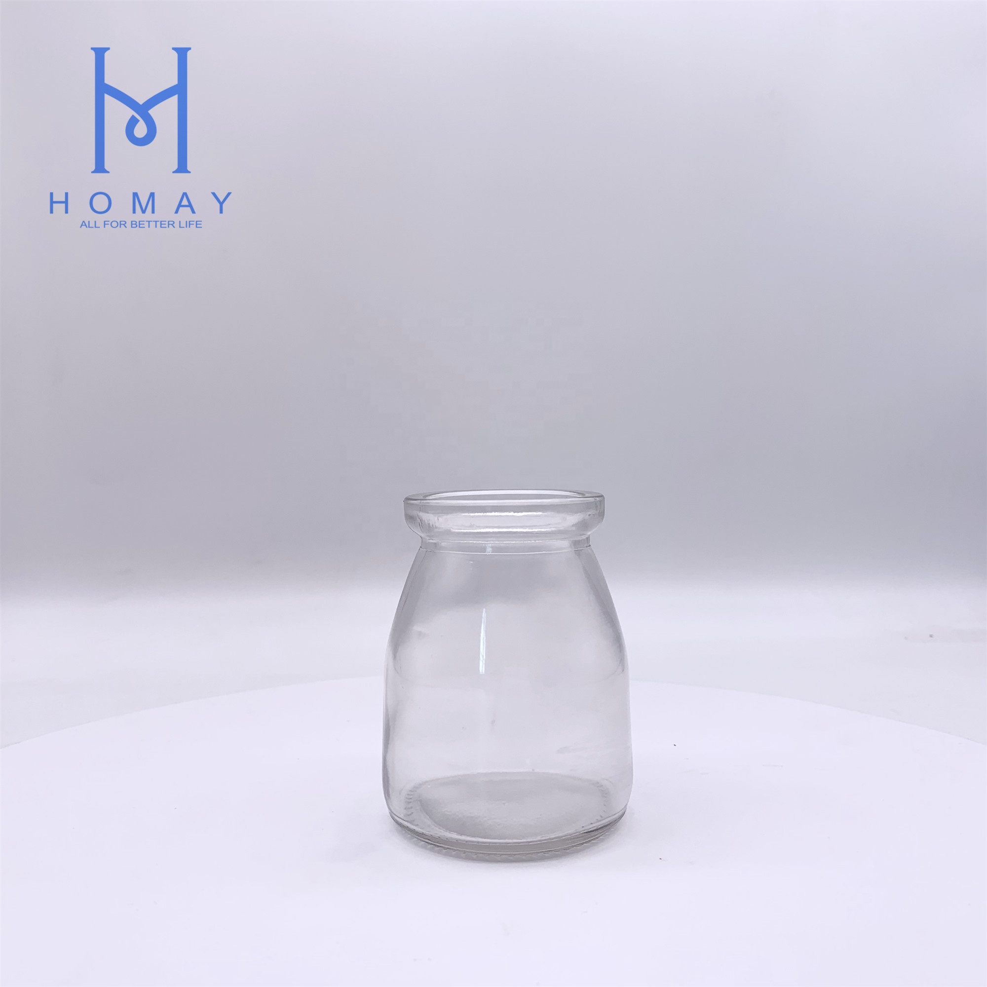 200ml   Clear Small / Wide Mouth Glass Pudding Milk Jar With Strengthen Caps
