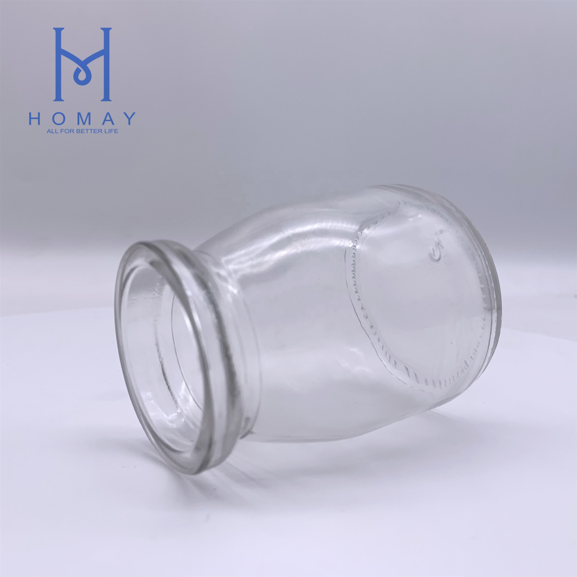 200ml Clear Small / Wide Mouth Glass Pudding Milk Jar With Strengthen Caps