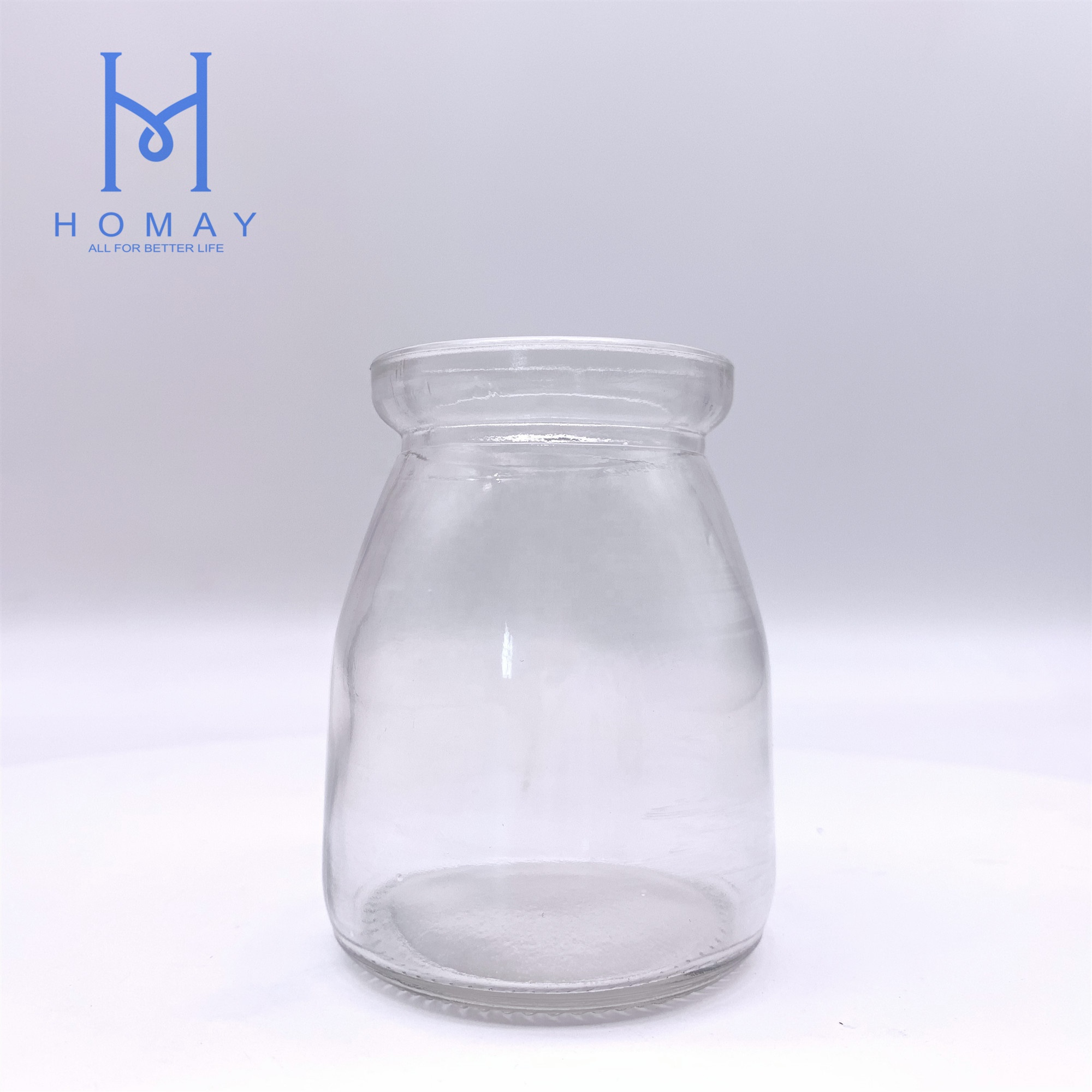 200ml Clear Small / Wide Mouth Glass Pudding Milk Jar With Strengthen Caps
