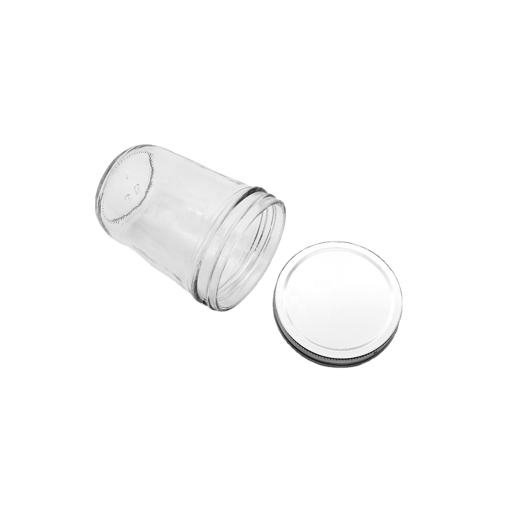 200ml Clear glass wide mouth mason jar with screw metal lid for sale