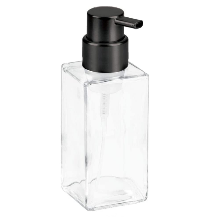 200ml Clear square hand soap glass bottle with plastic pump