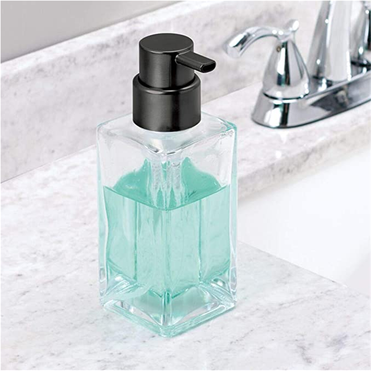 200ml Clear square hand soap glass bottle with plastic pump