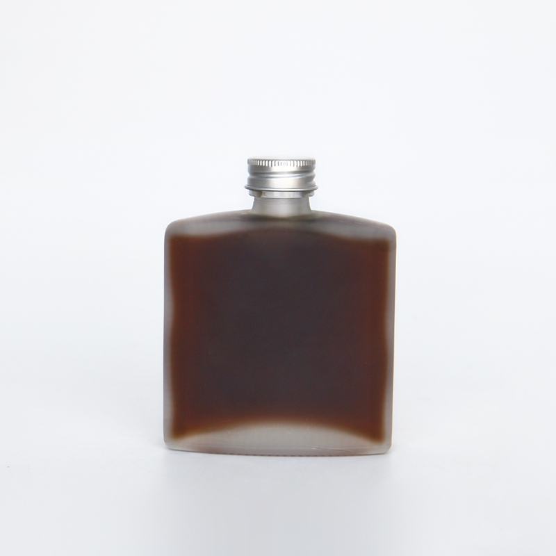 200ml Cold Brew Coffee Tea Bottle With Screw Lids Flat Square Glass Bottle