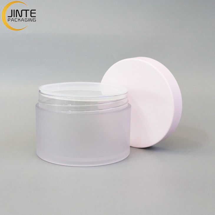 200ml Cosmetics Packaging and Container Customized Frosted body with Matte Pink Cap PETG Body Scrub Jar