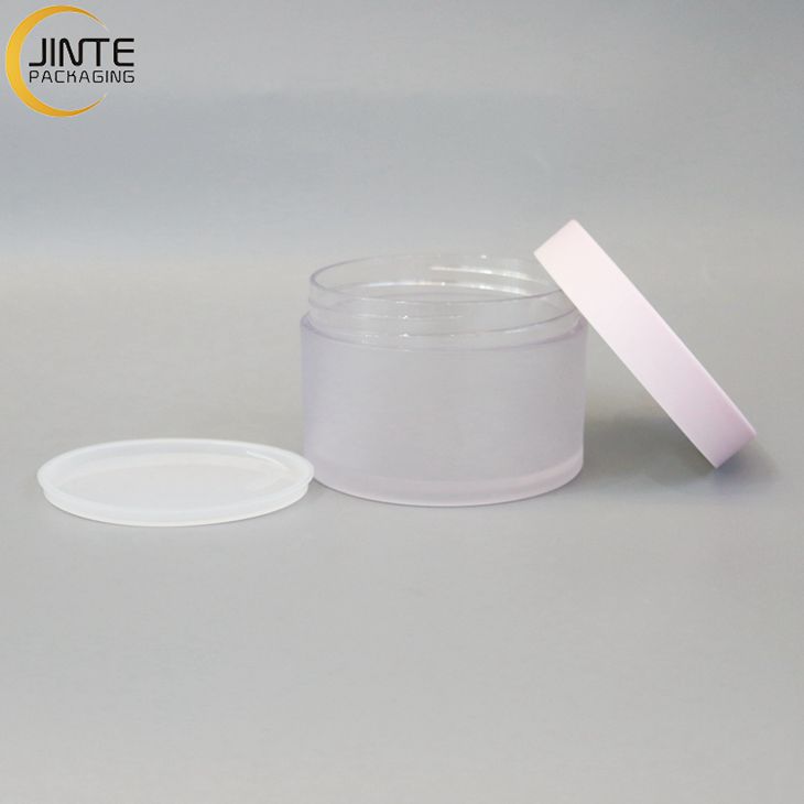 200ml Cosmetics Packaging and Container Customized Frosted body with Matte Pink Cap PETG Body Scrub Jar