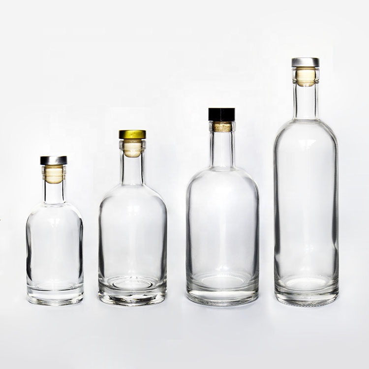200ml Custom Printing Clear Vodka Round Glass Liquor Bottle For Alcohol Spirits