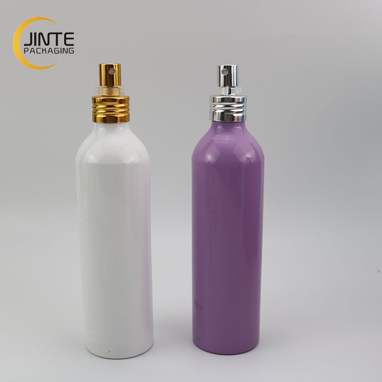 200ml Customized Colorful Aluminum Bottle Purple and White Color With Aluminum Sprayer for Acids products