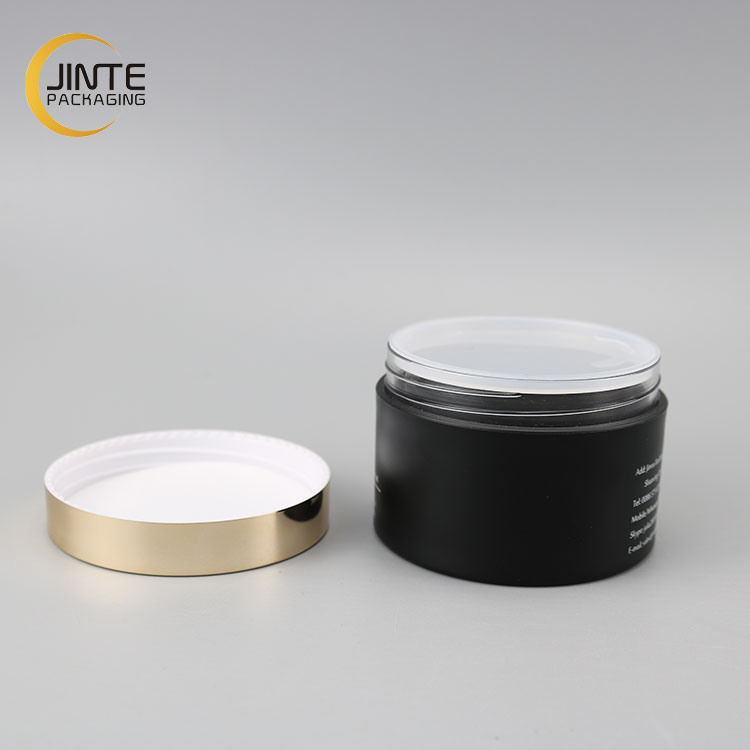 200ml Customized PETG Plastic Matte black Body With Shiny Gold Cap for Hair Masque