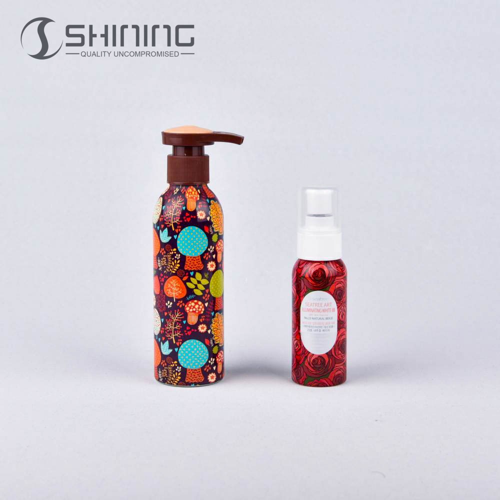 200ml Customized Personal Care Alu Material Lotion 350ml Bottles Use Frost Surface Cosmetic Aluminum Bottle With Pump