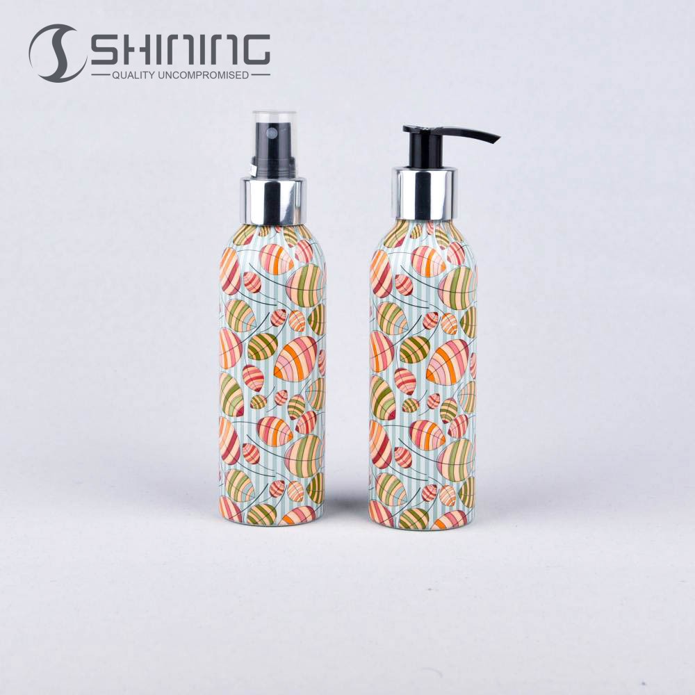 200ml Customized Personal Care Alu Material Lotion 350ml Bottles Use Frost Surface Cosmetic Aluminum Bottle With Pump