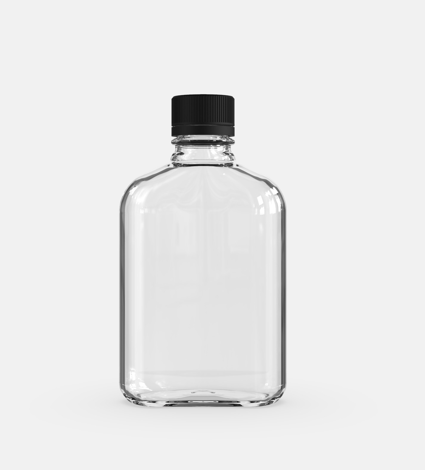 200ml Empty Cold Brew Coffee Flat Glass Flask Liquor Wine Bottle With Black Lid