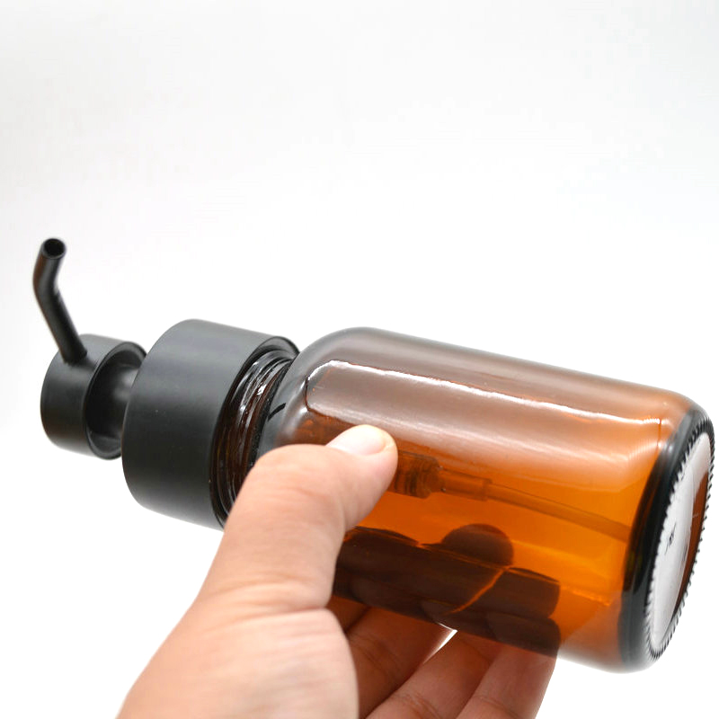 200ml  Empty Wide Mouth  Amber Foam Soap Dispenser Pump Glass Lotion Bottle