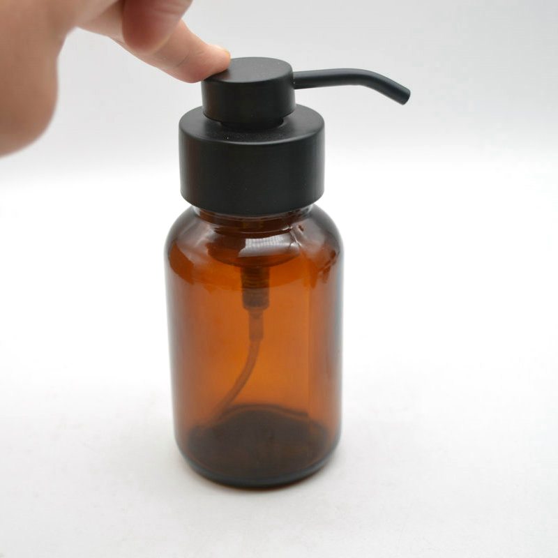 200ml Empty Wide Mouth Amber Foam Soap Dispenser Pump Glass Lotion Bottle