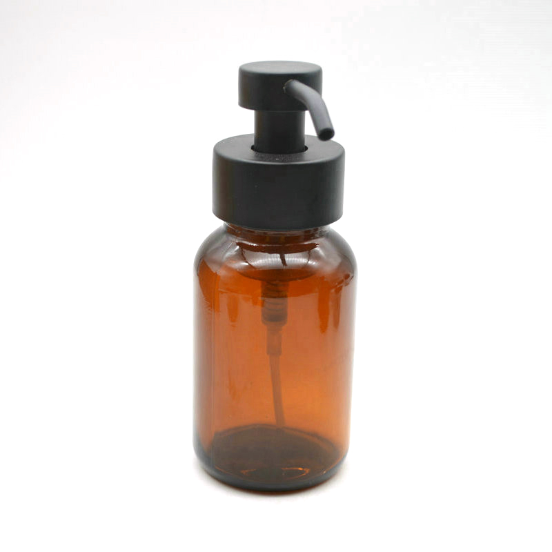 200ml Empty Wide Mouth Amber Foam Soap Dispenser Pump Glass Lotion Bottle