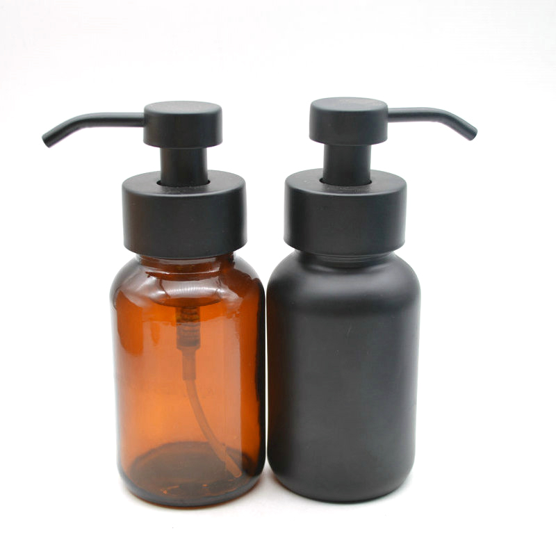 200ml Empty Wide Mouth Amber Foam Soap Dispenser Pump Glass Lotion Bottle