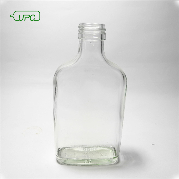 200ml  Flat Clear Glass Flask Bottle