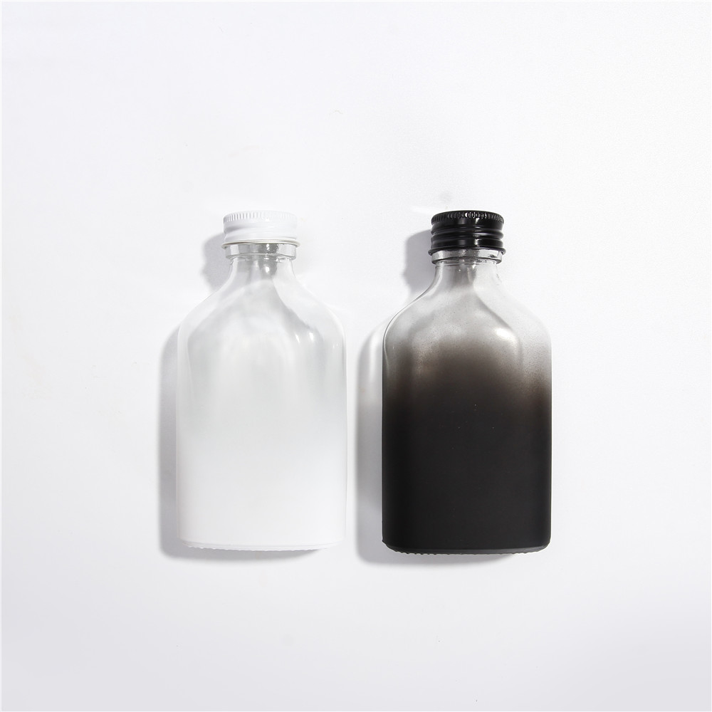200ml Flat Glass Rum Bottle Glass Liquor Bottles With Aluminium Screw Lid