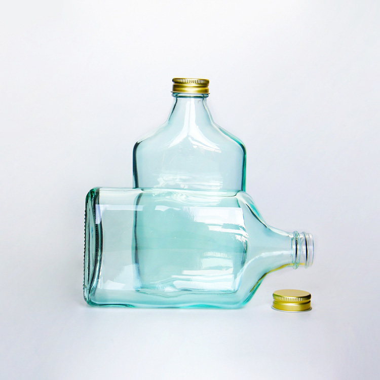 200ml Flat Hip Flask Wine Whiskey Glass Bottle For Liquor Cold Brew Coffee Juice With Logo Printing