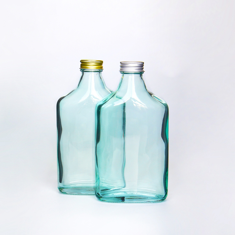 200ml Flat Hip Flask Wine Whiskey Glass Bottle For Liquor Cold Brew Coffee Juice With Logo Printing