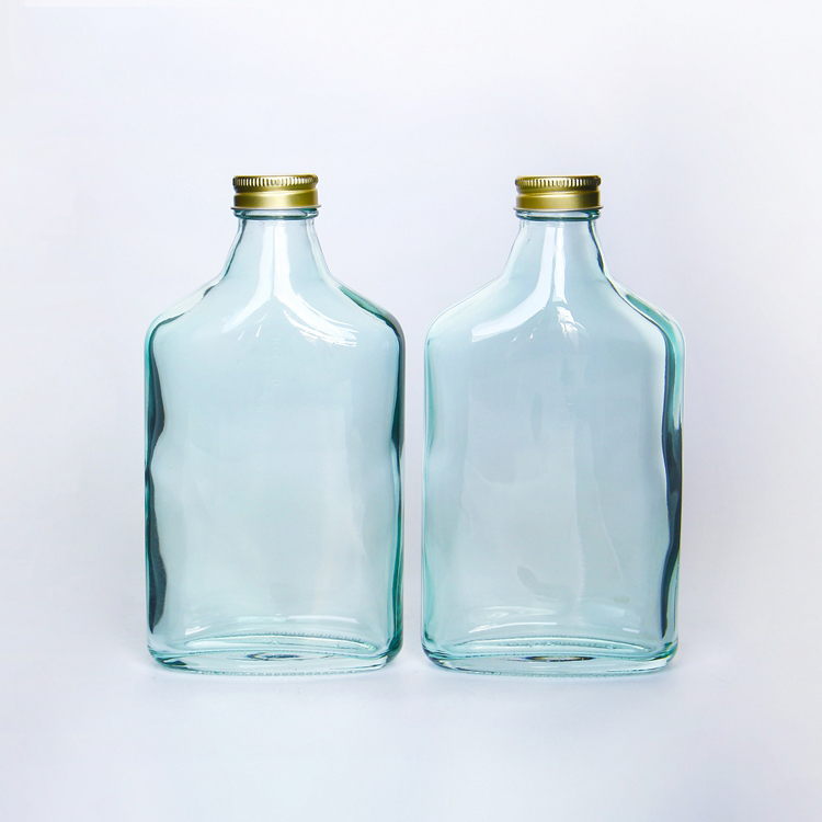 200ml Flat Hip Flask Wine Whiskey Glass Bottle For Liquor Cold Brew Coffee Juice With Logo Printing