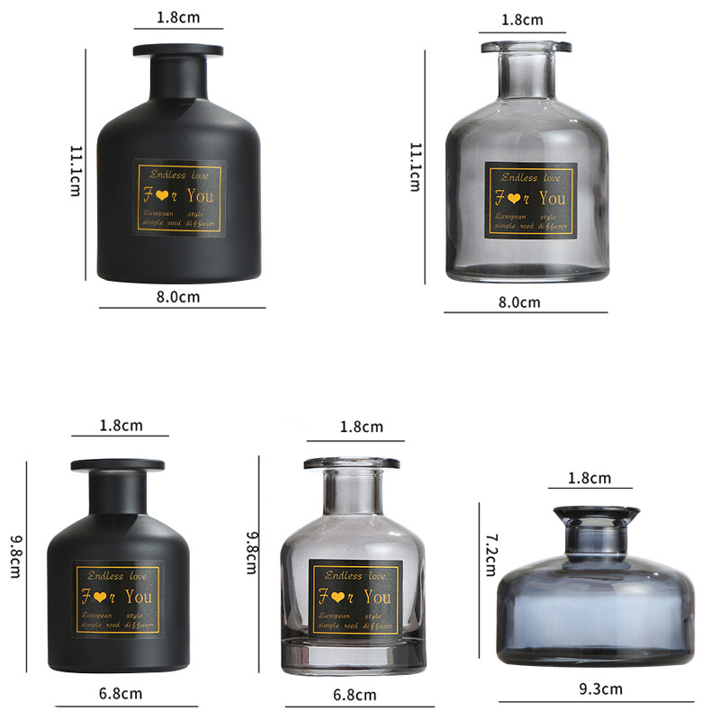 200ml Flat Round Aromatherapy Reed Diffuser Glass Bottle With Glass Stopper And Colour Sprayed