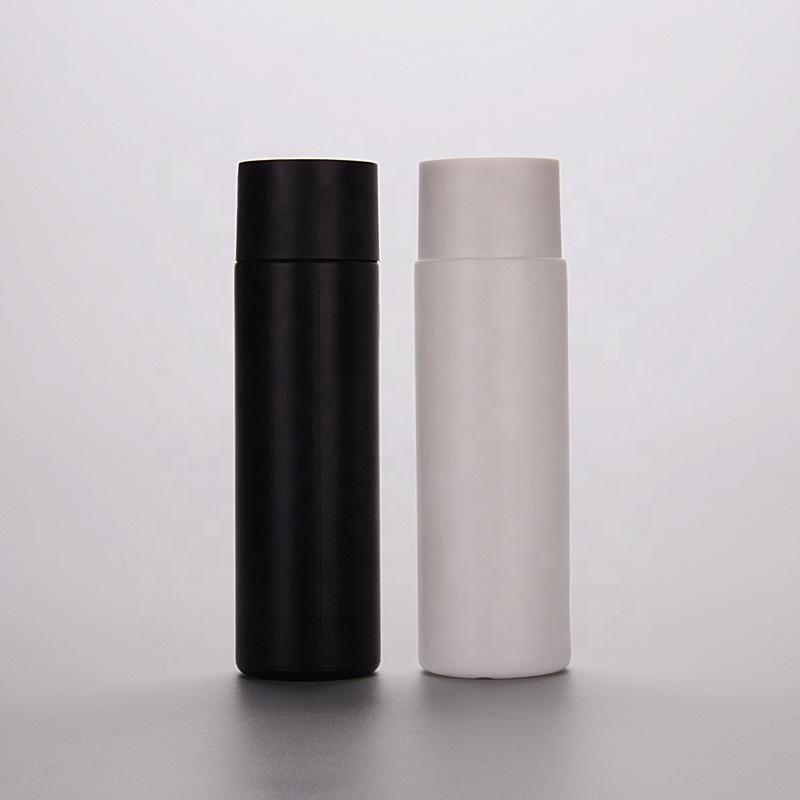 200ml Flat Shoulder Plastic HDPE Black Shampoo Bottle