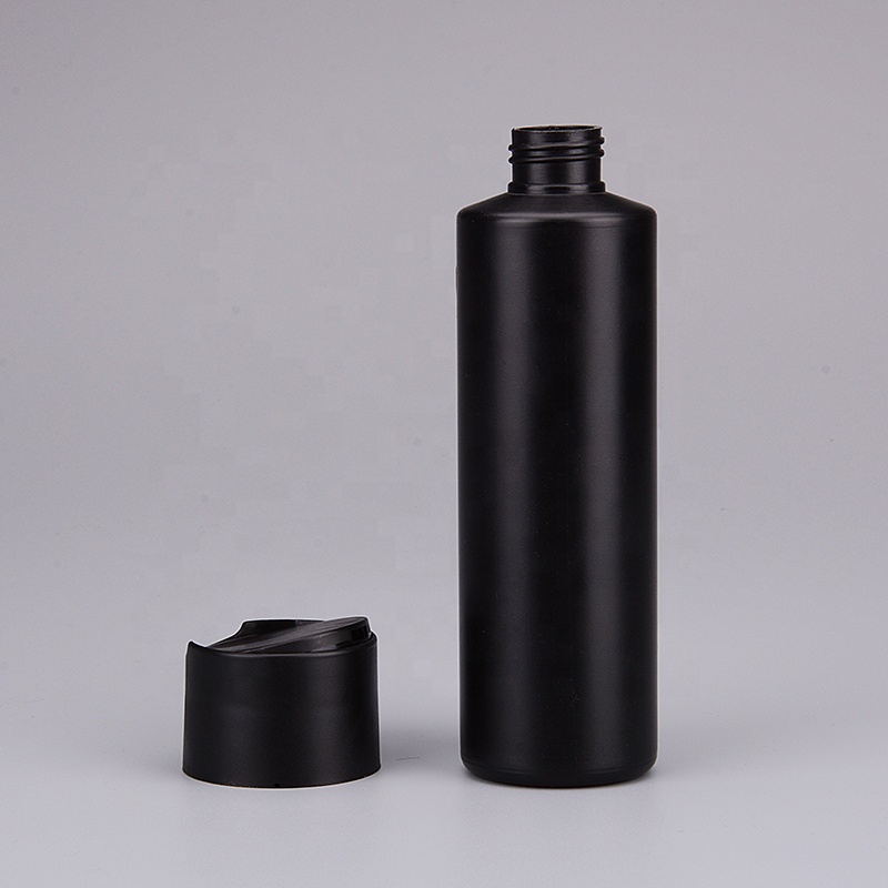 200ml Flat Shoulder Plastic HDPE Black Shampoo Bottle